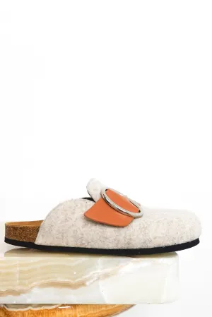 Felt buckle mules RRP £425