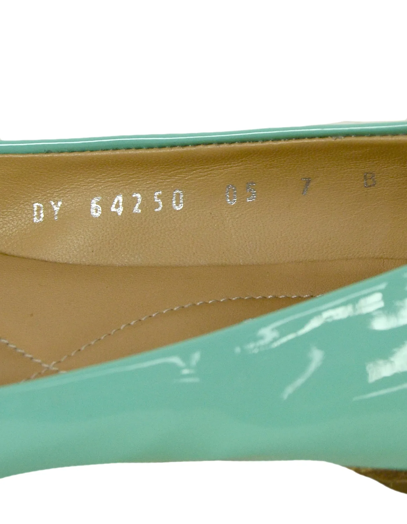 Ferragamo Turquoise Patent Leather Vera Ballet Flats sz 7