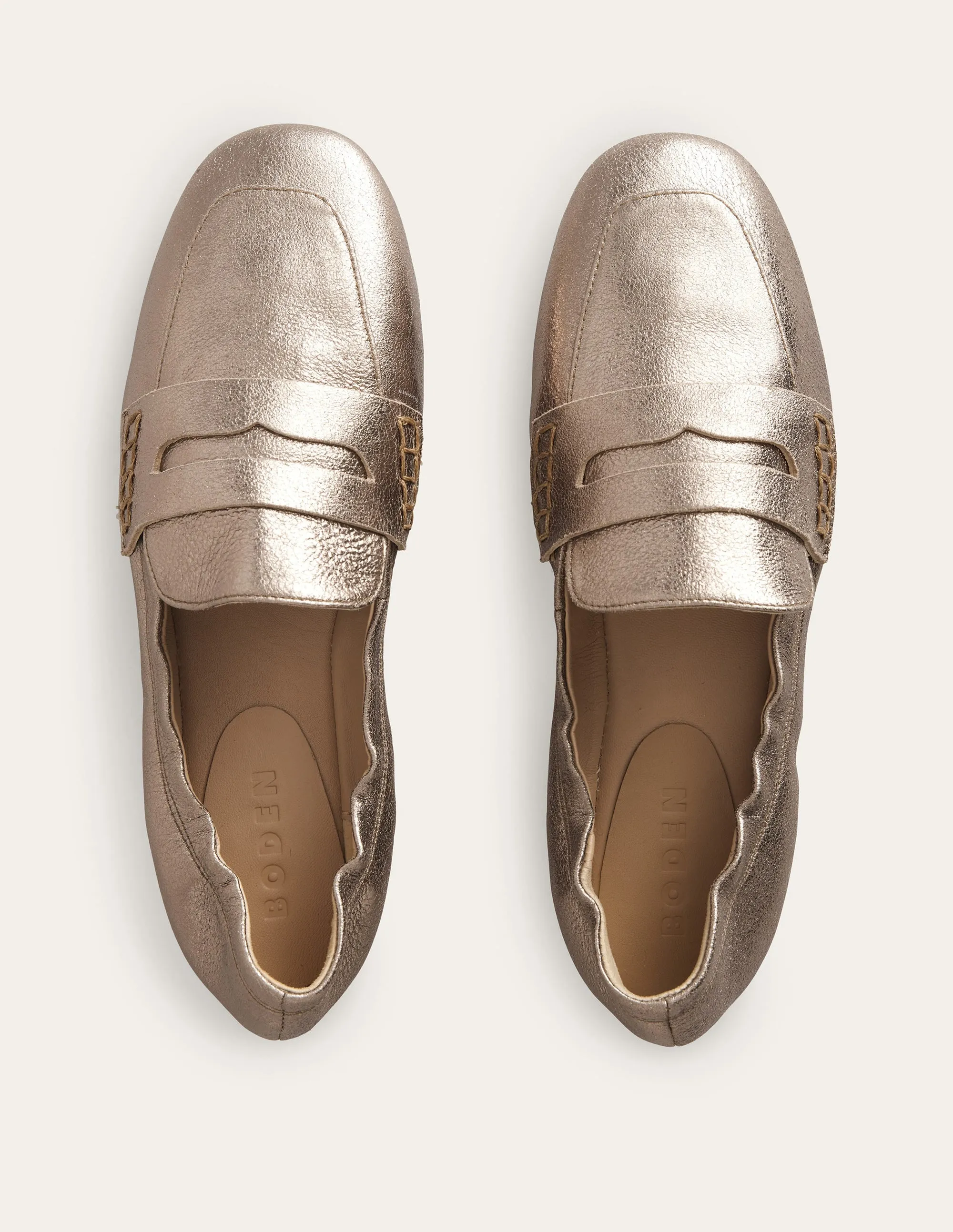 Flexible Sole Loafers-Gold