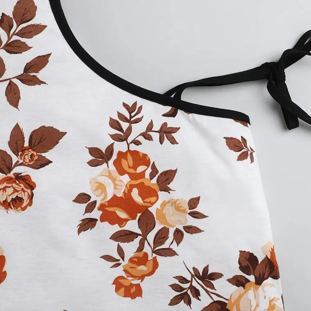 Floral Print Half Sleeve Strap Set