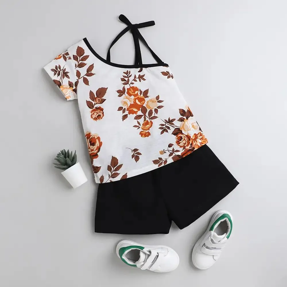 Floral Print Half Sleeve Strap Set