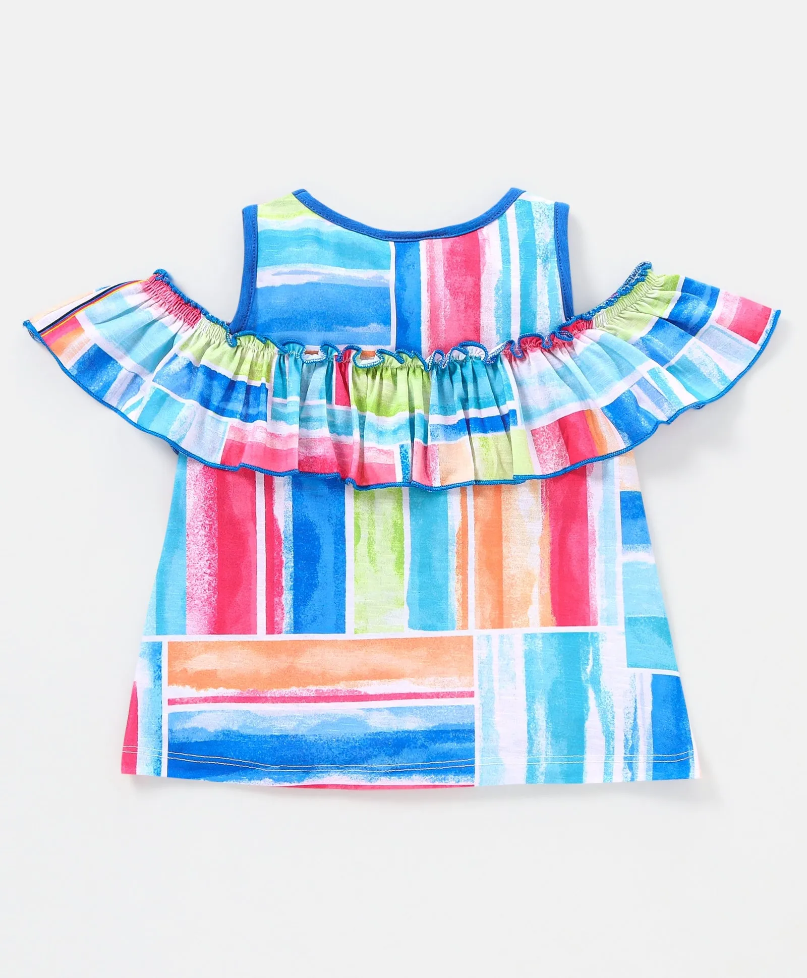 Frilled Tie Dye Cold Shoulder Top Shorts Set