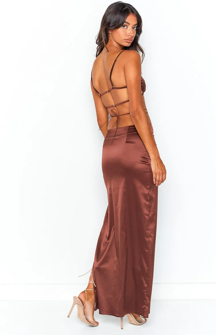 Gigi Brown Maxi Skirt