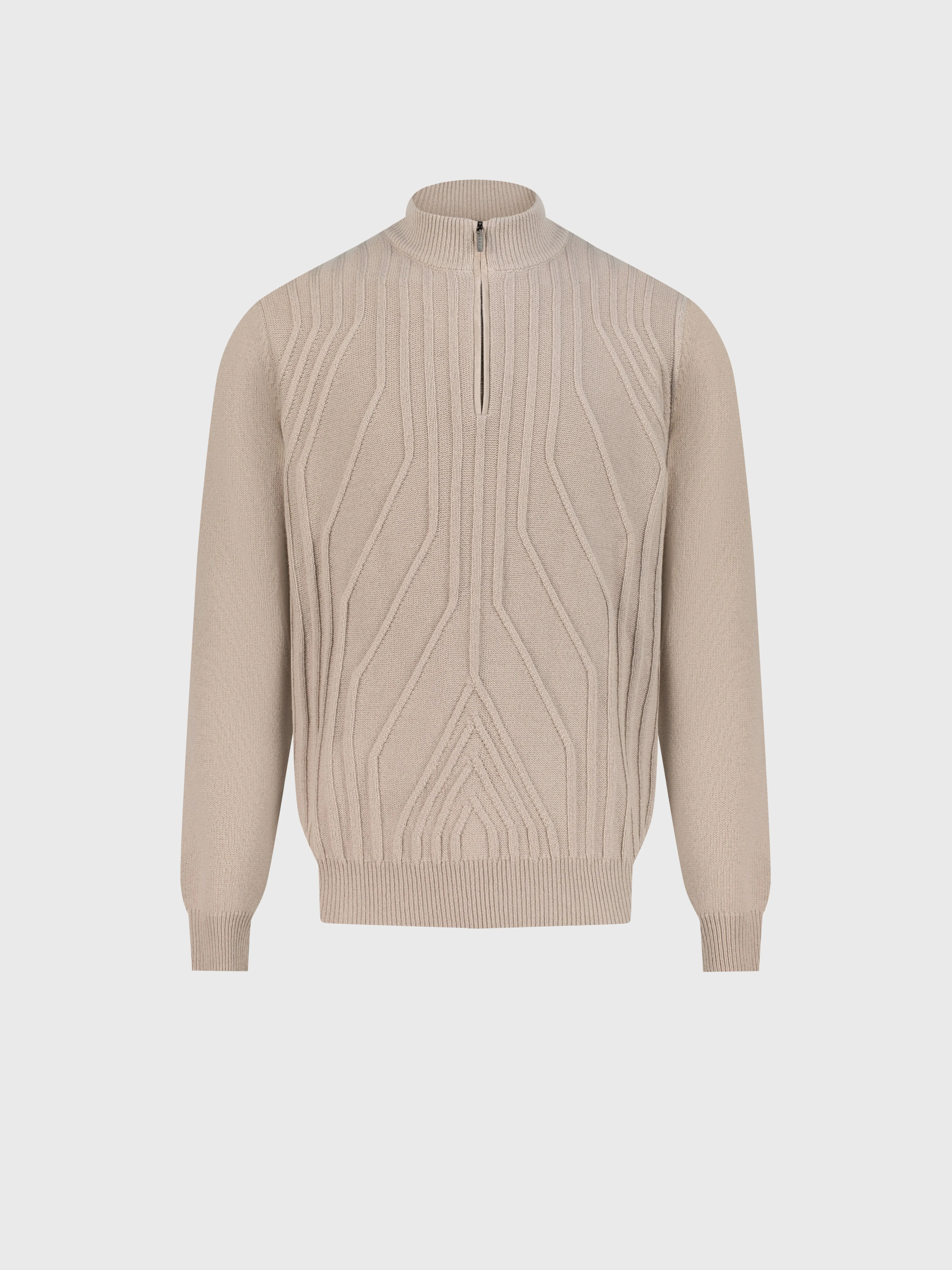 Half-Zip Mock Neck Cashmere Sweater Stone