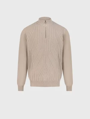 Half-Zip Mock Neck Cashmere Sweater Stone