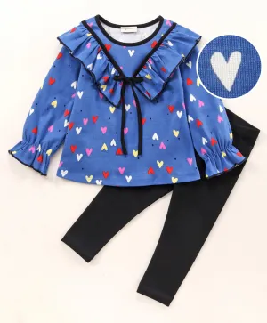 Hearts Vee Frill Top Leggings Set