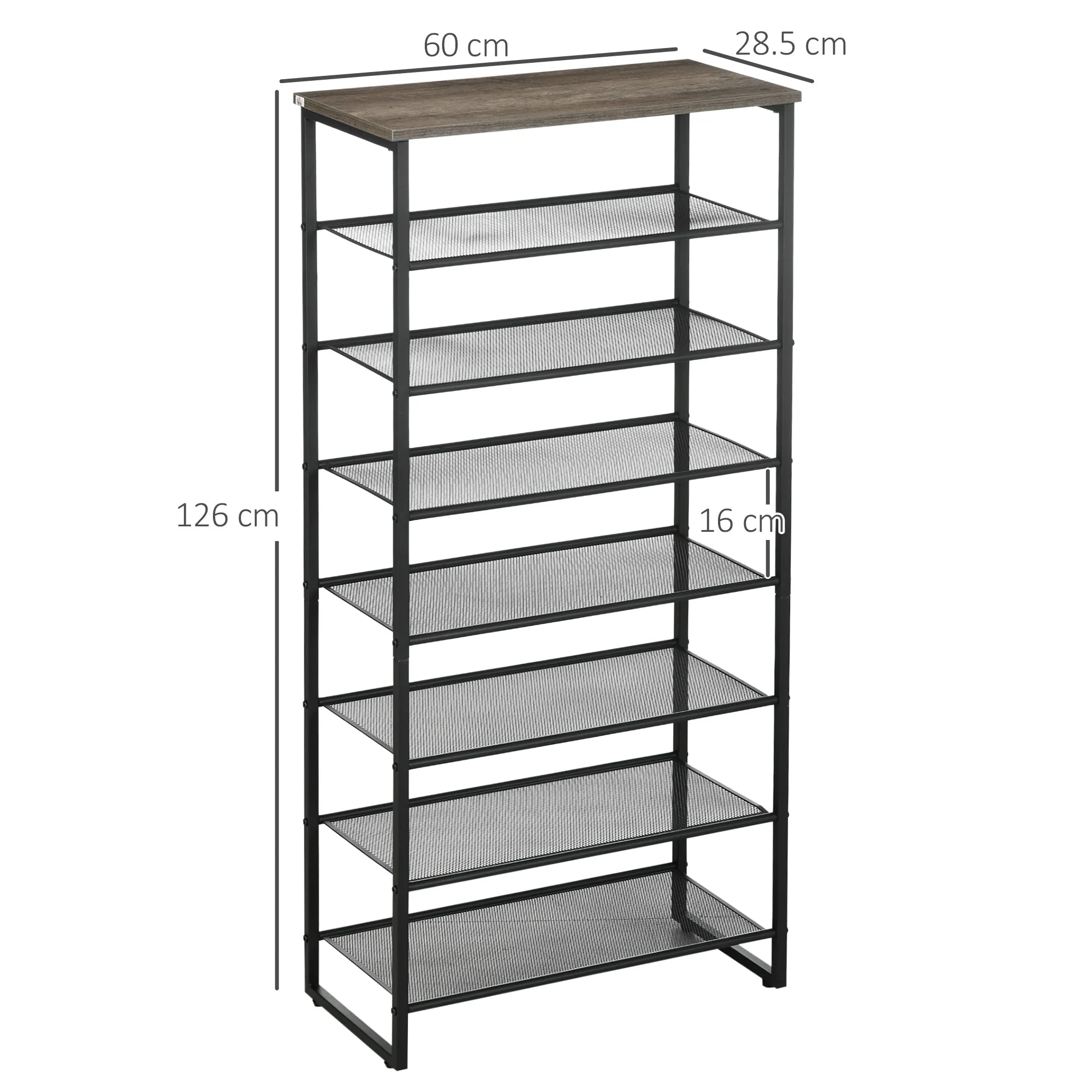 HOMCOM Shoe Rack, 8-tier Shoe Storage Shelf for 21-24 Pair Shoes for Entryway