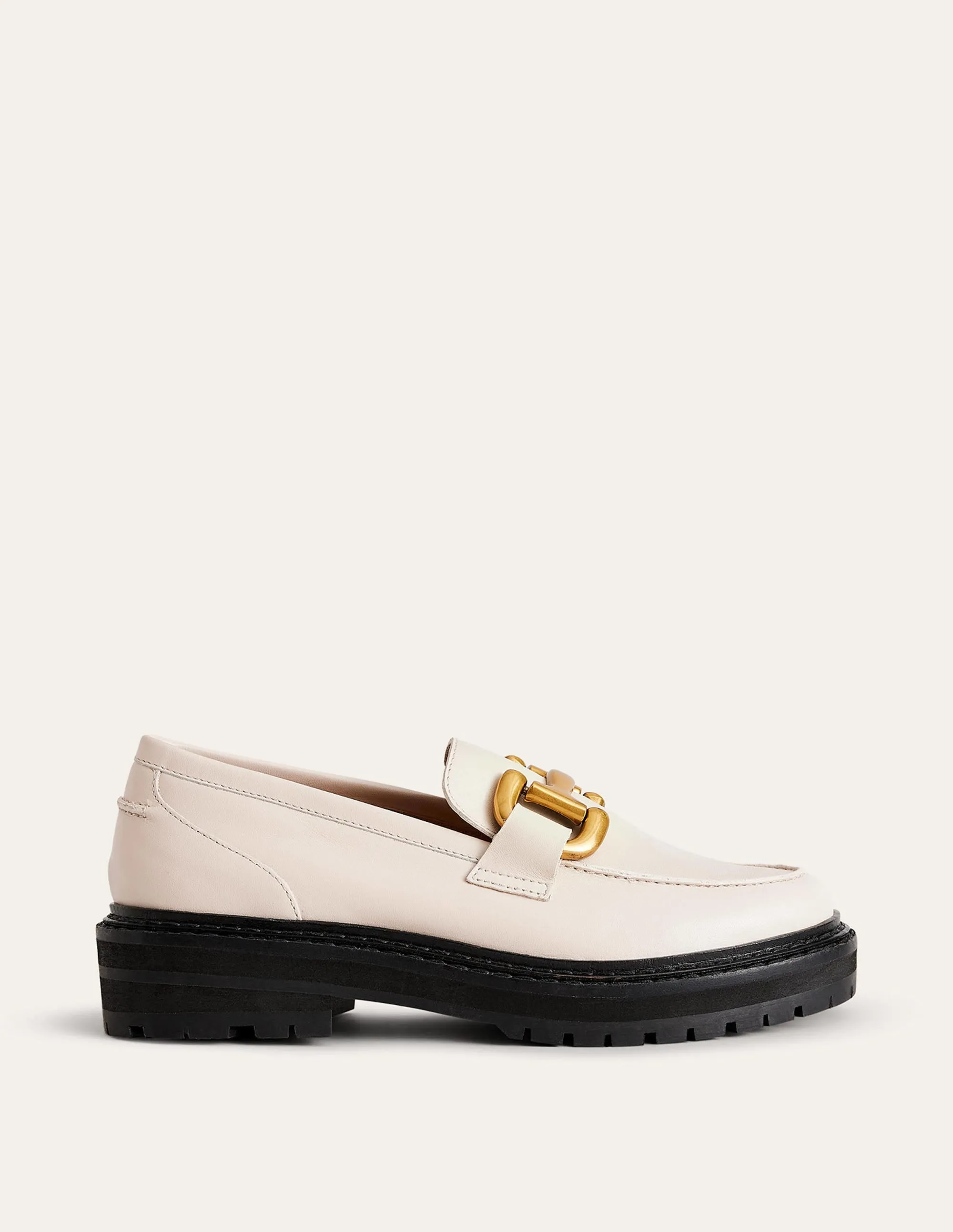 Iris Snaffle Chunky Loafers-Ecru Tumbled Leather