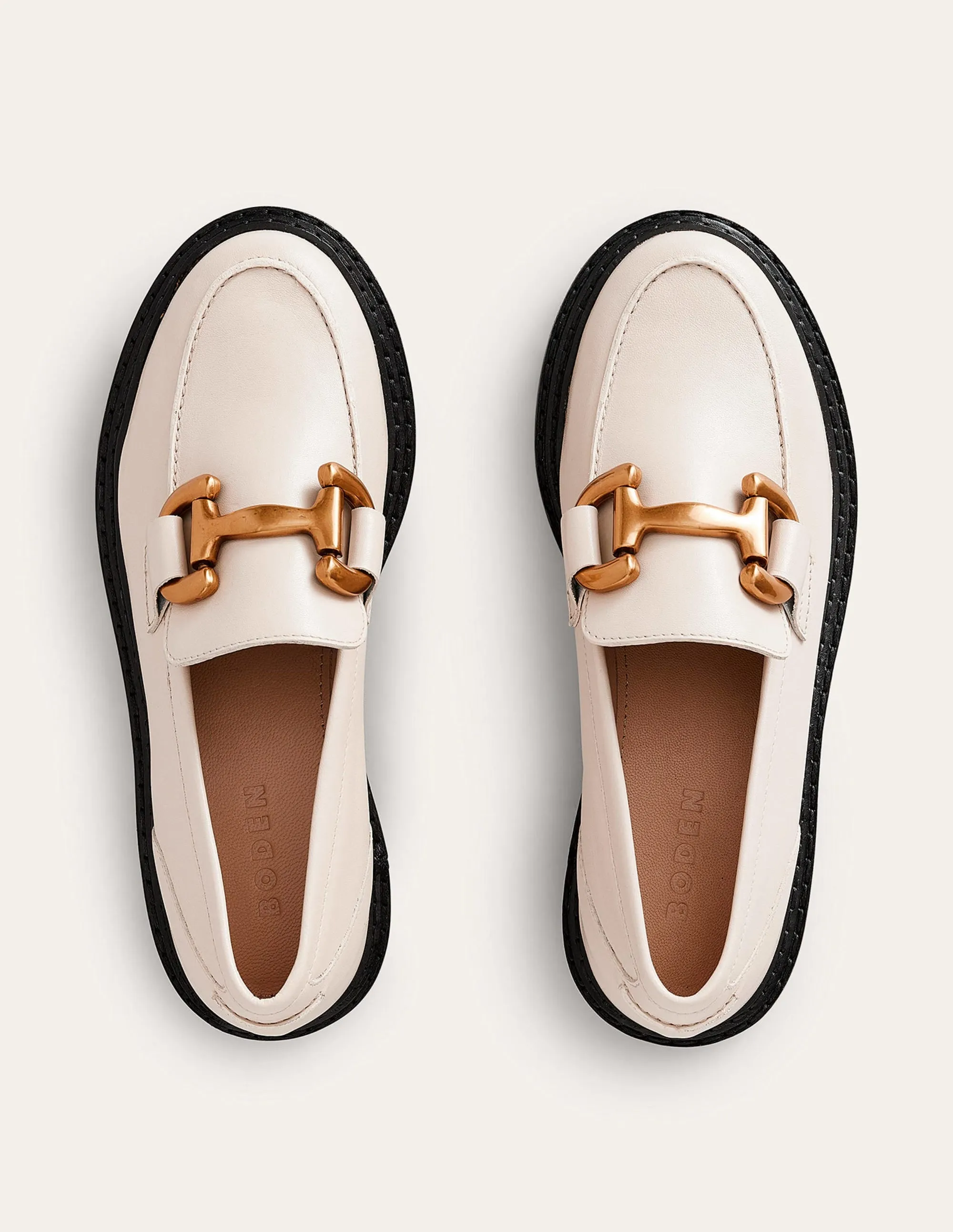 Iris Snaffle Chunky Loafers-Ecru Tumbled Leather