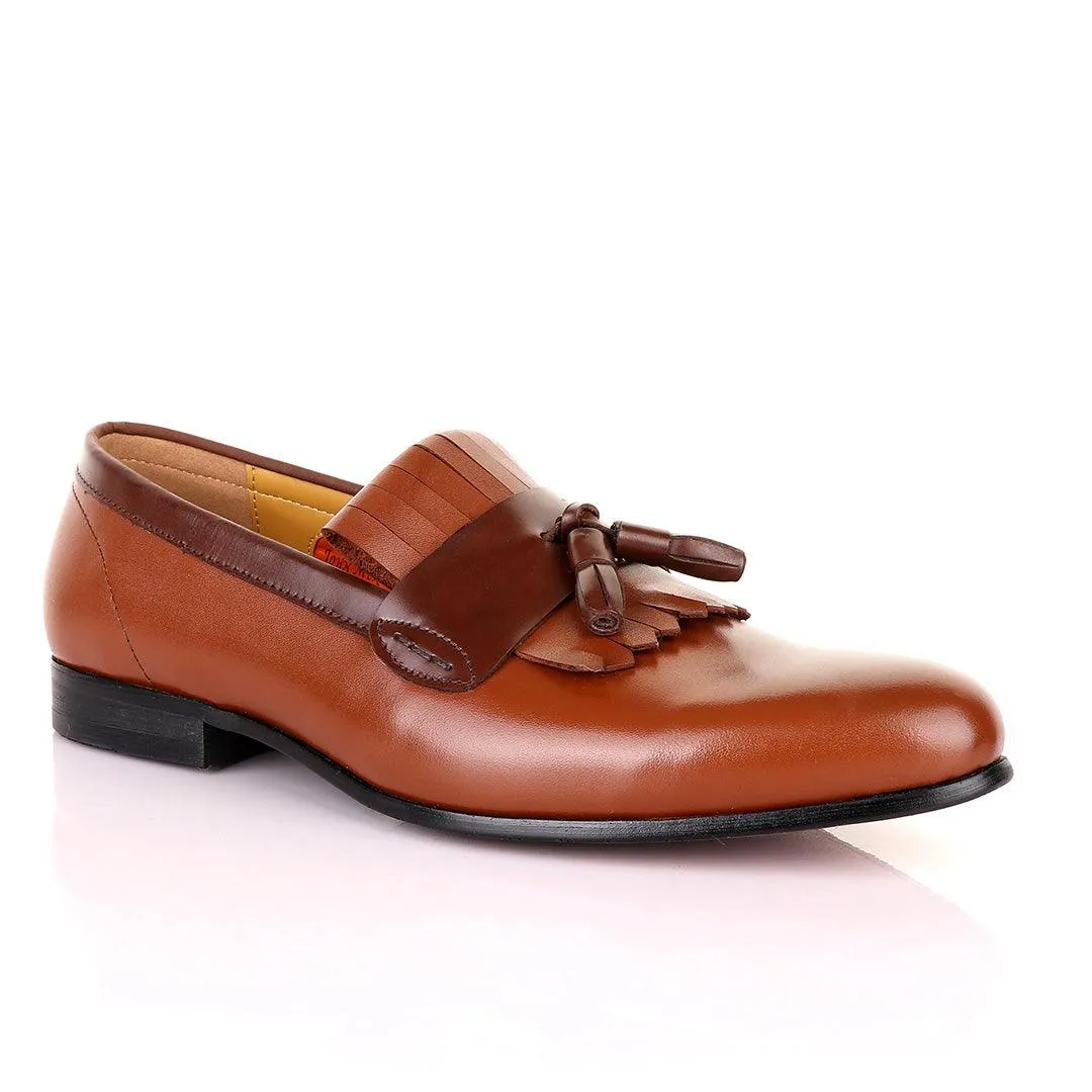 John Mendson Brown Leather Tassel Loafers