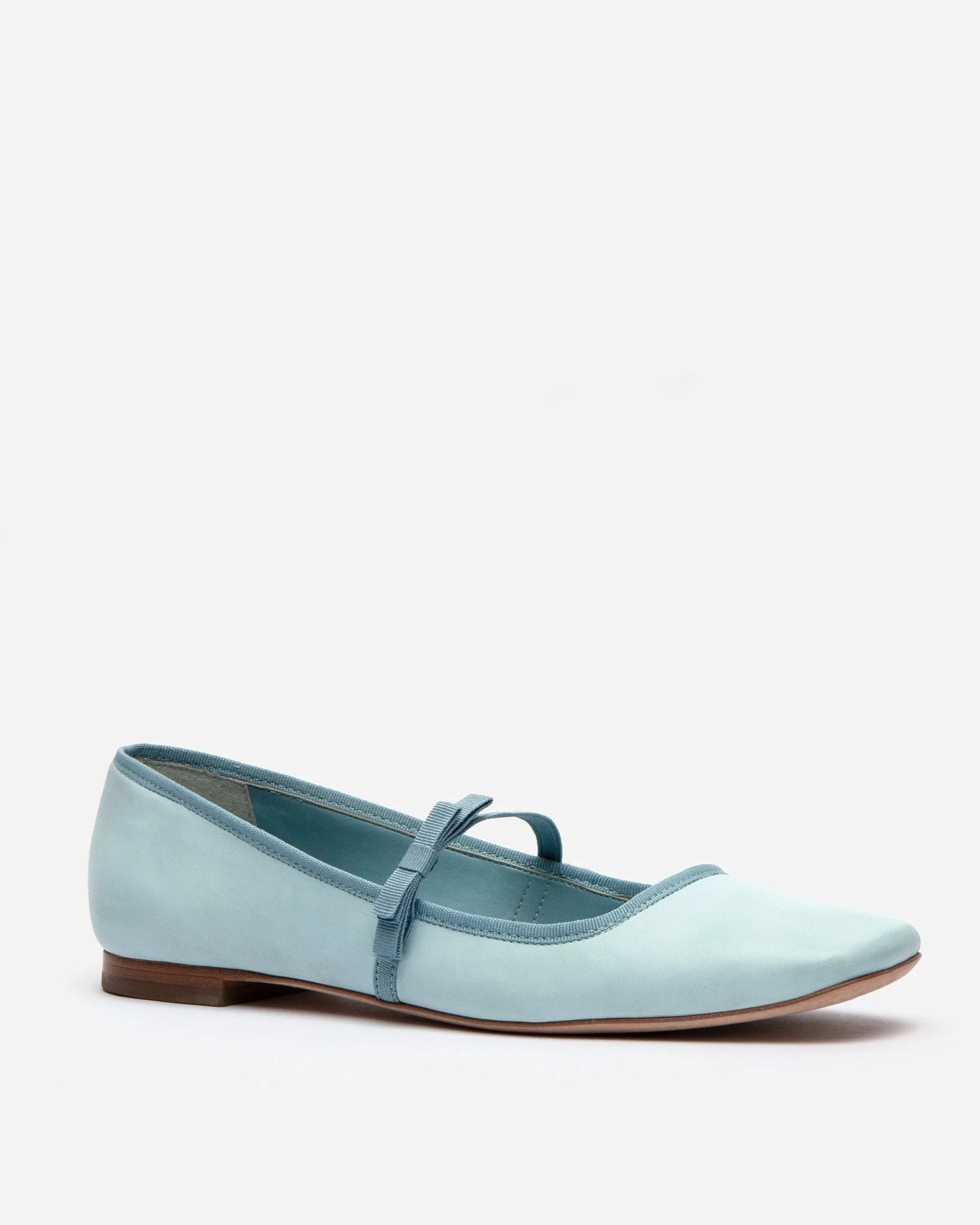 Jude Mary Jane Leather Flat Light Blue