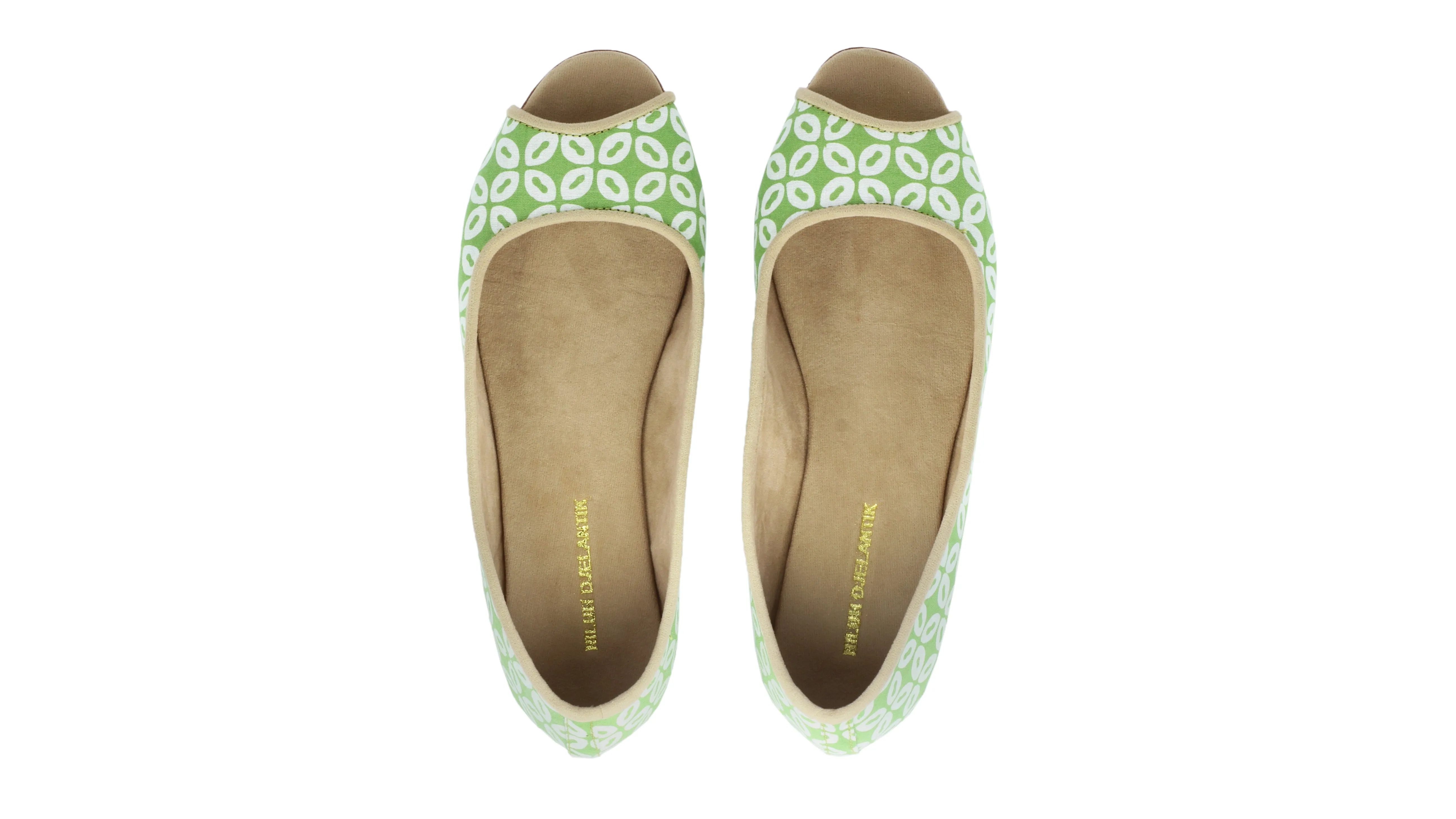 Kate Peeptoe 20mm Ballet - Green Batik Motif Kawung S