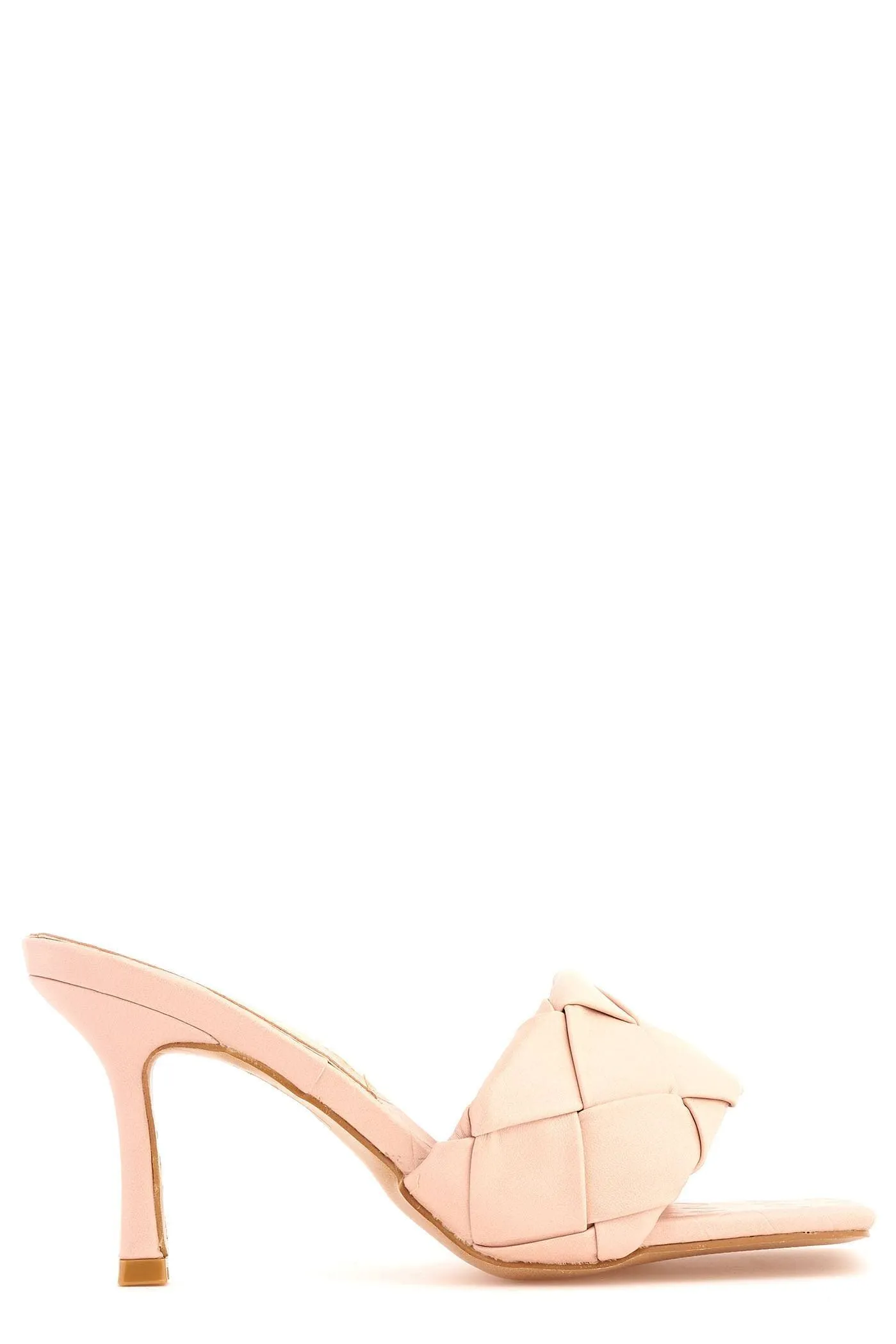 Lopez Plait Detail Band Mid Heel Mule in Blush