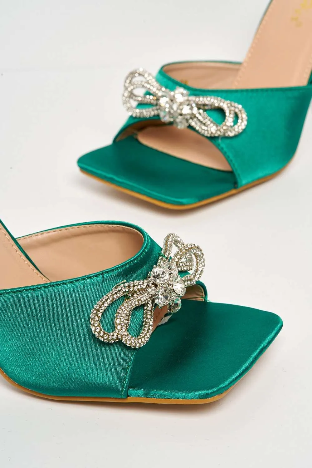 Mache Perspex Band with Diamante Bow Detail Mule in Green