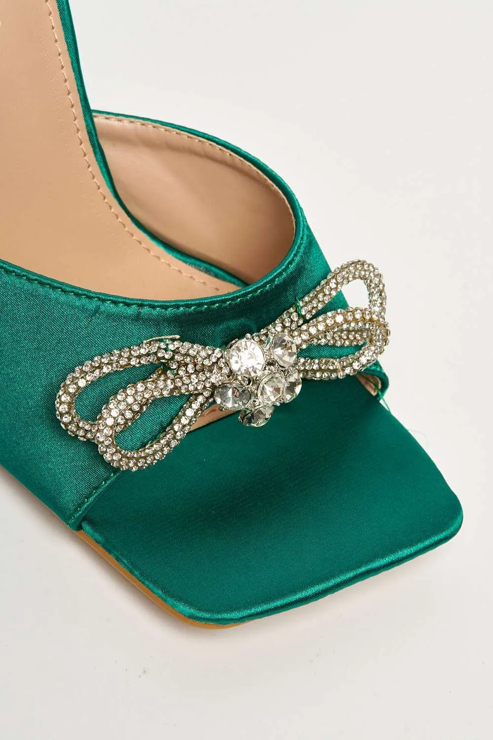 Mache Perspex Band with Diamante Bow Detail Mule in Green