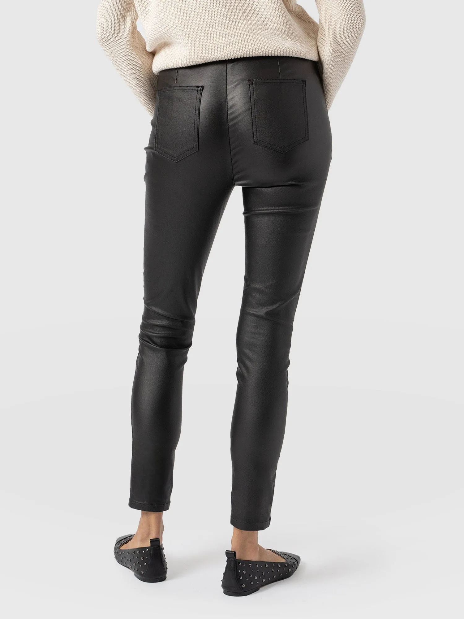 Maeva Skinny Pant - Black Coated