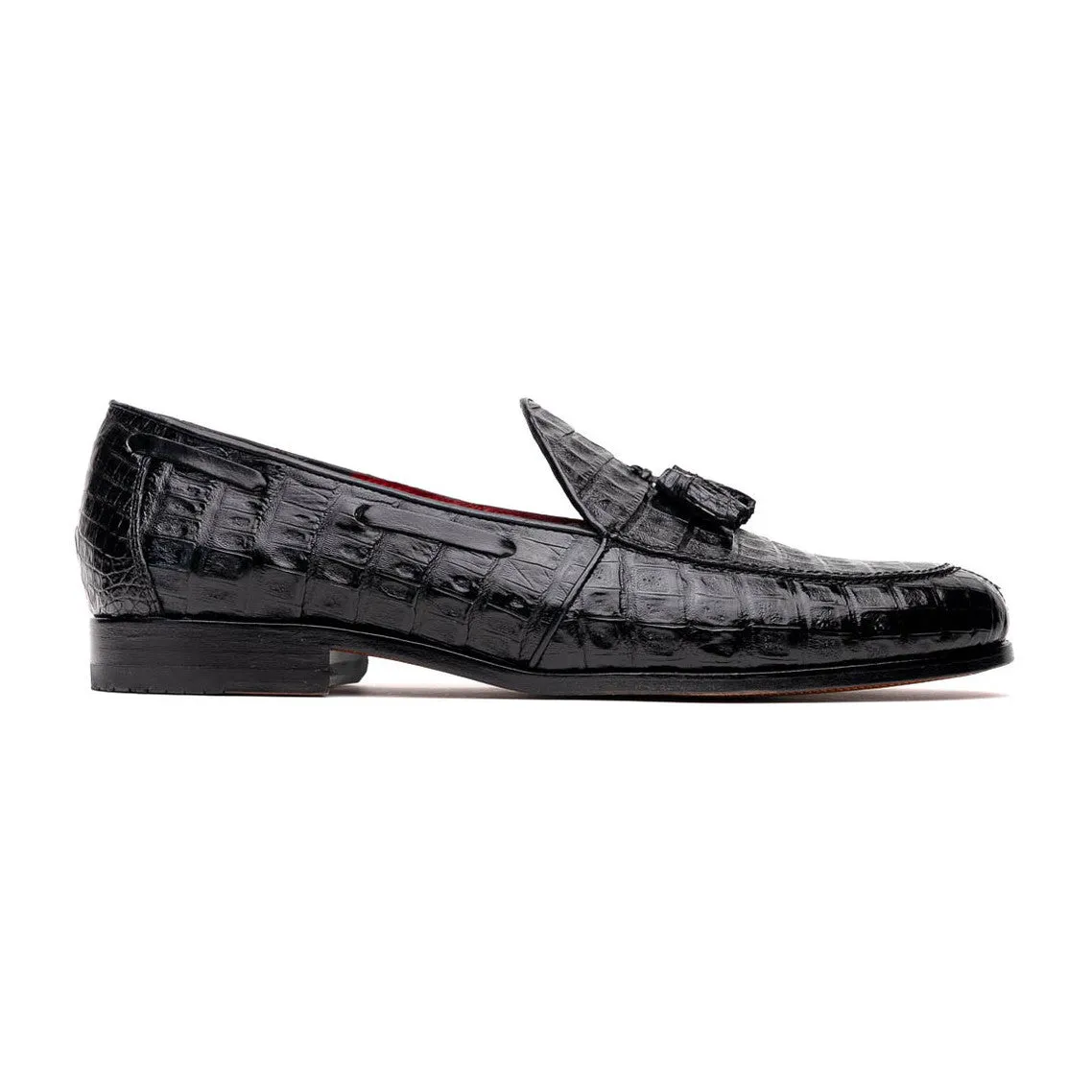 Marco Di Milano Bianchi Men's Shoes Exotic Caiman Crocodile Tassels Loafers (MDM1197)