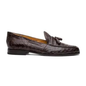 Marco Di Milano Bianchi Men's Shoes Exotic Caiman Crocodile Tassels Loafers (MDM1197)