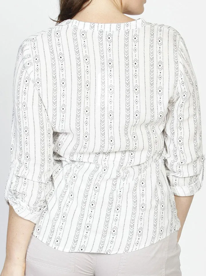 Maternity Roll Up Long Sleeve Shirt - Vertical Print