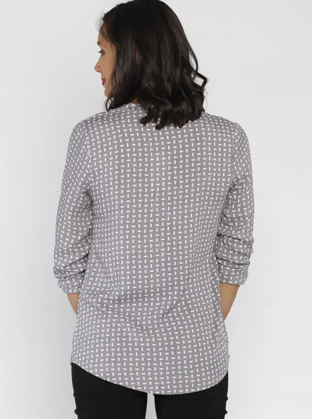 Maternity Roll Up Long Sleeve Shirt - Vertical Print