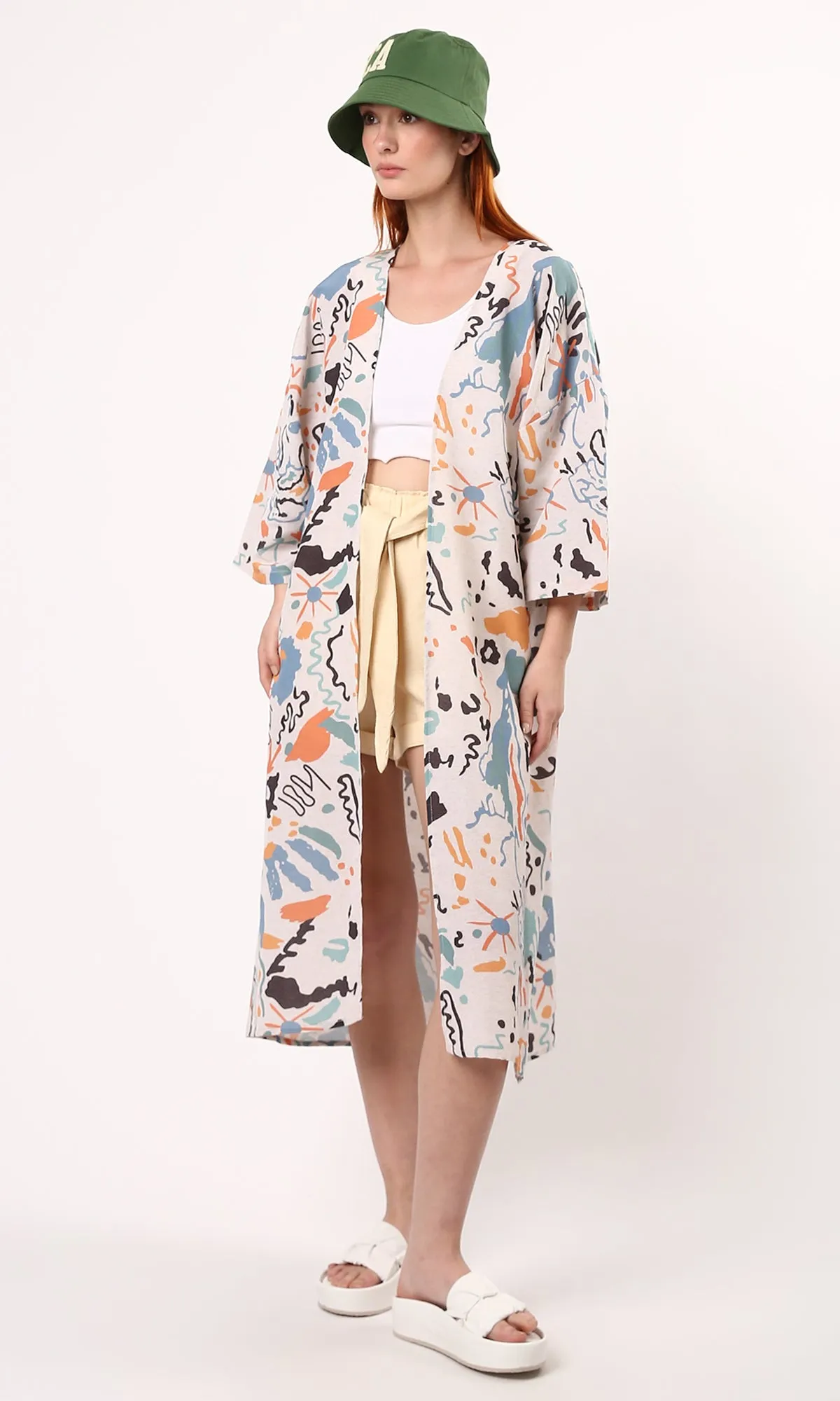 O190125 Trendy Pattern Slip On Multicolour Summer Kimono