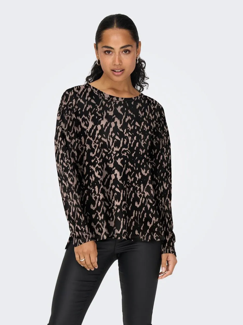 Onlana L/s Aop Top Jrs Noos - Zwart Dessin