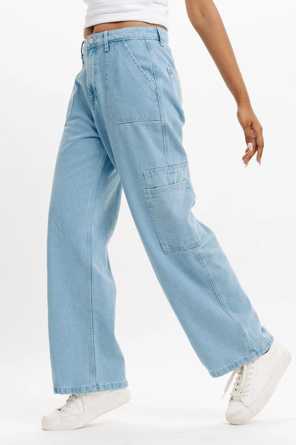 Patch Pocket Washed Straight Jeans