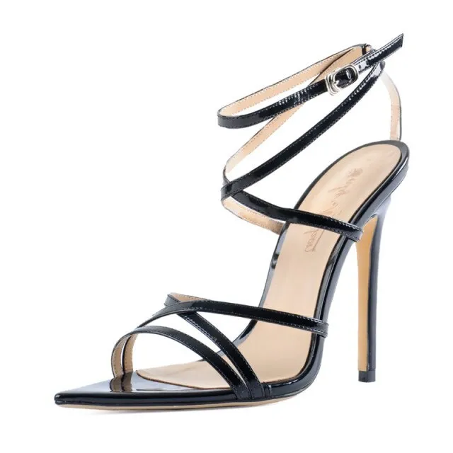 Peep Toe Ankle Strap Pointed High Heels Sandals