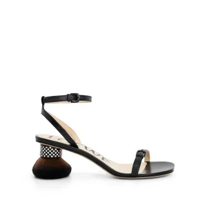 Petal Brush Heel Sandal in Black