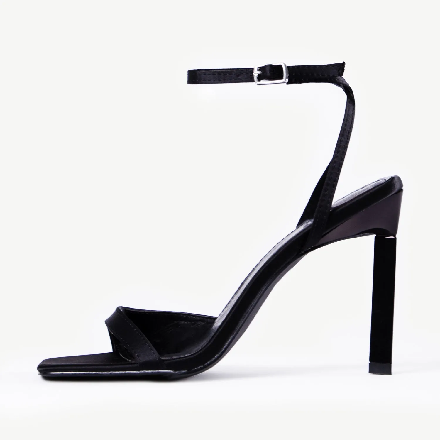 RAID Zuni Heeled Sandal in Black Satin