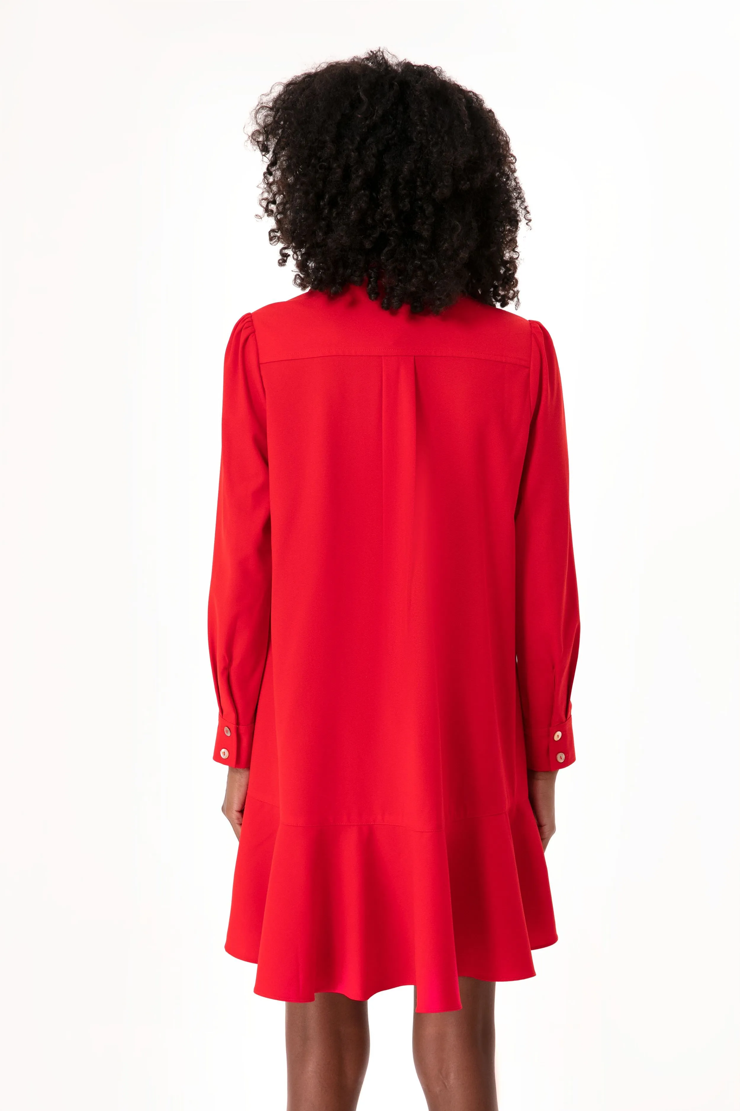 Red Crepe Callahan Shirt Dress