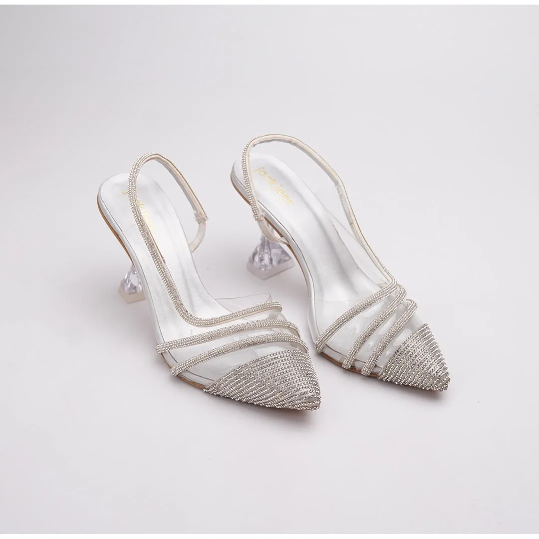 Rhinestone Crystal Heels Silver