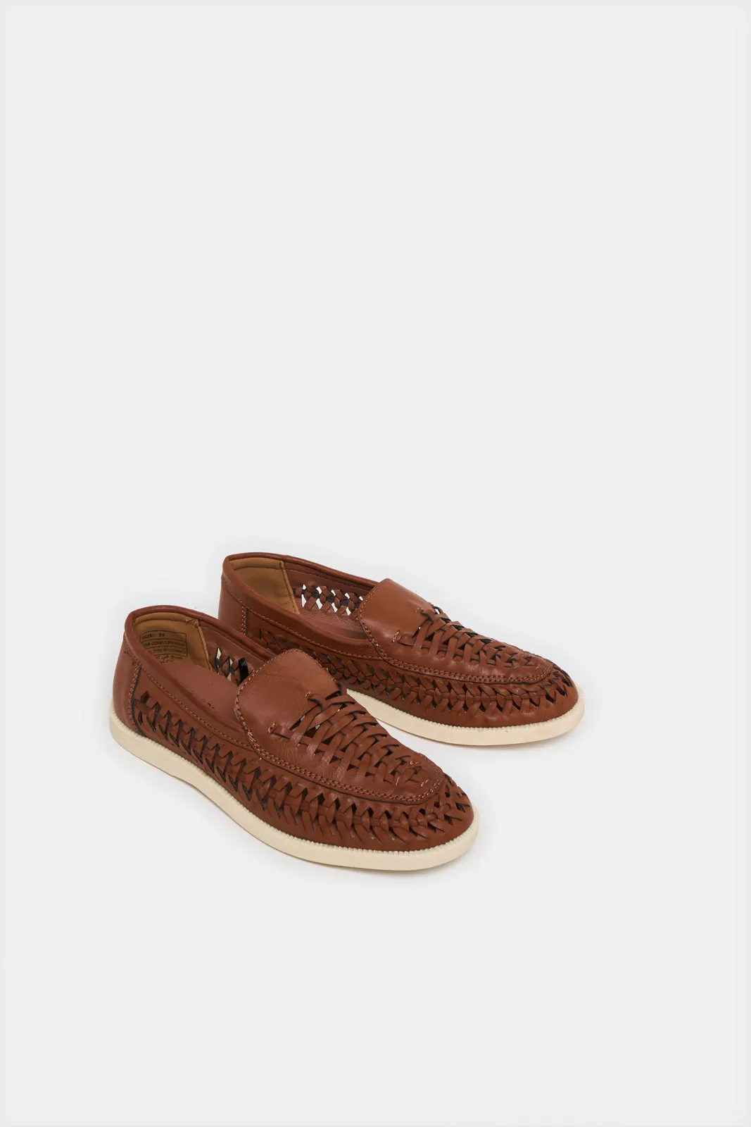 Senior Boys Brown Woven Loafers