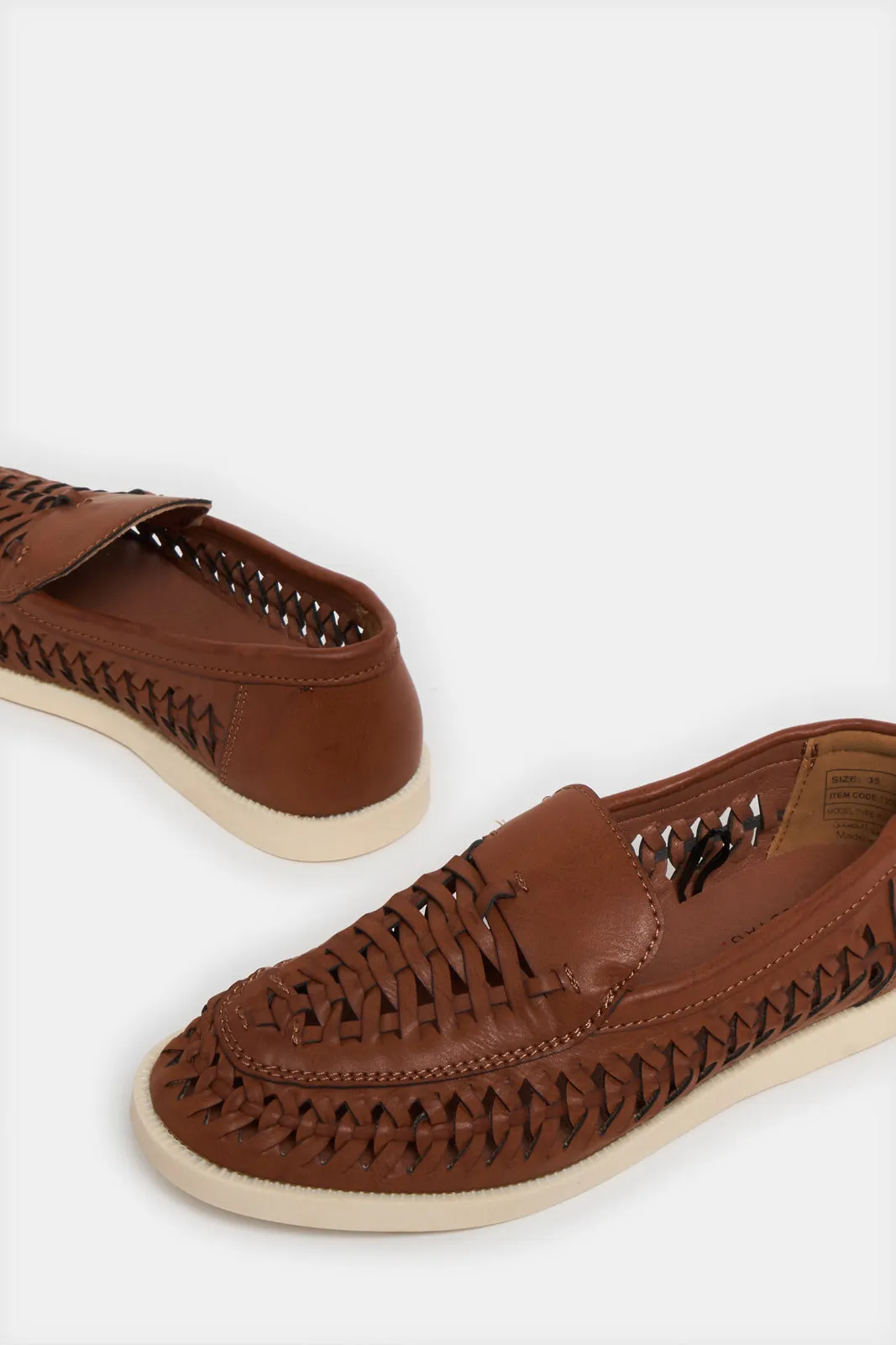 Senior Boys Brown Woven Loafers