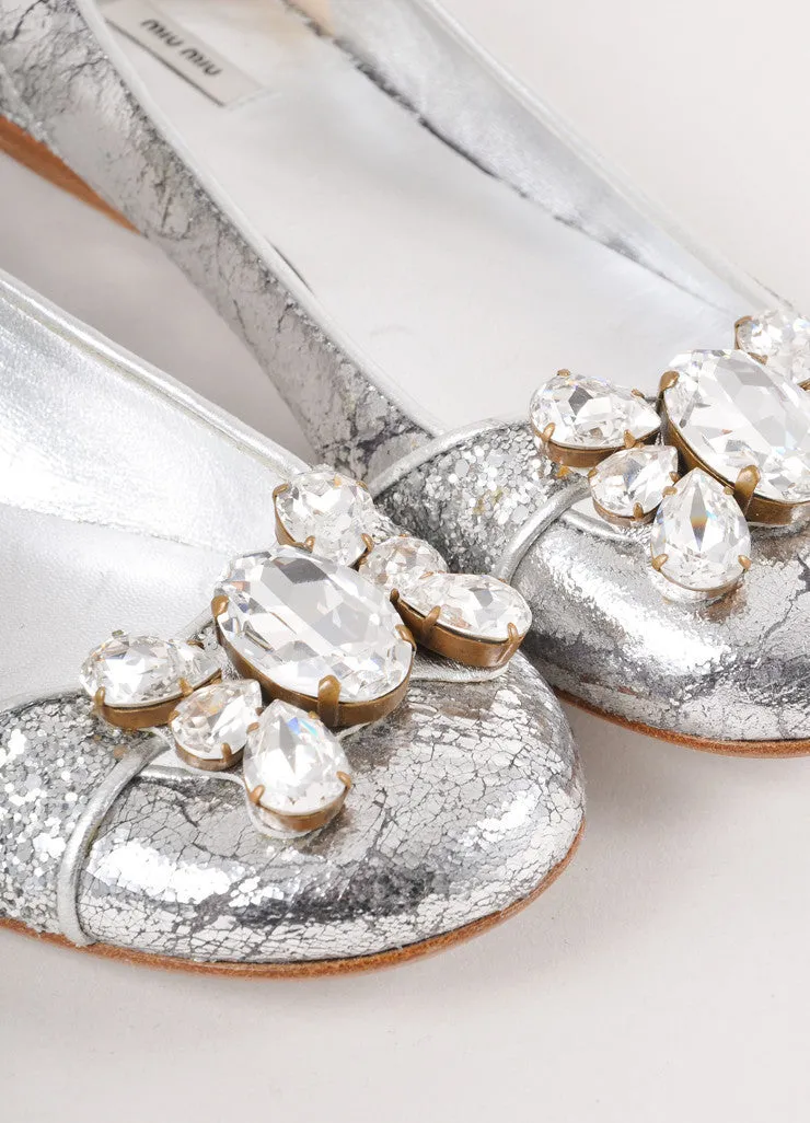 Silver Glitter Gem Embellished Flats