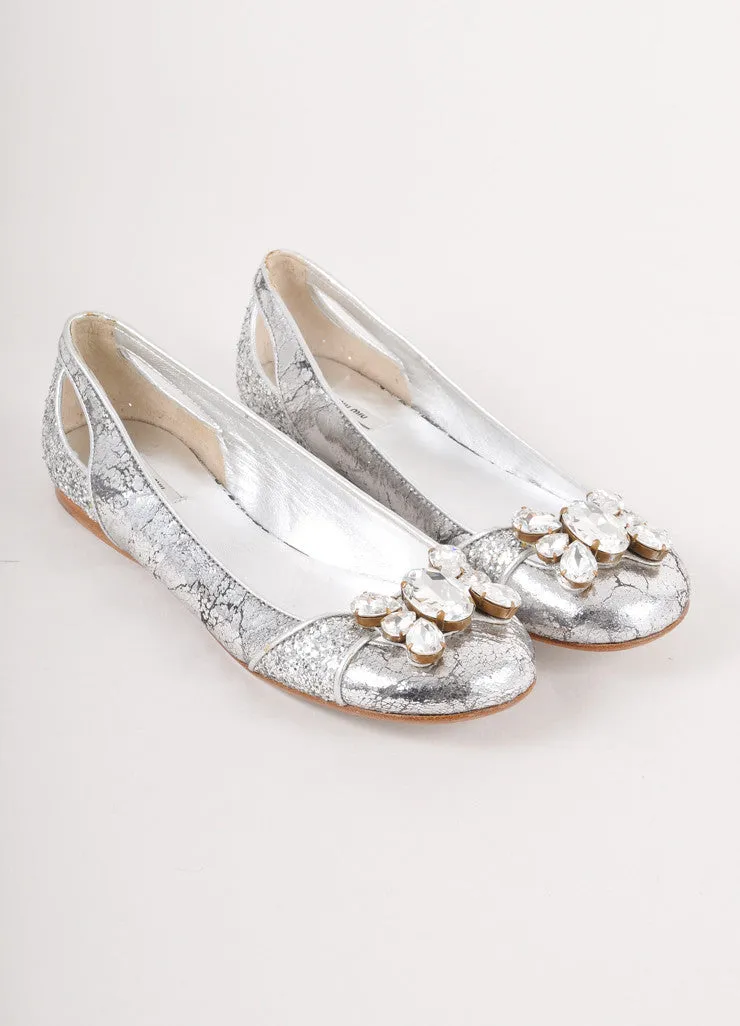 Silver Glitter Gem Embellished Flats