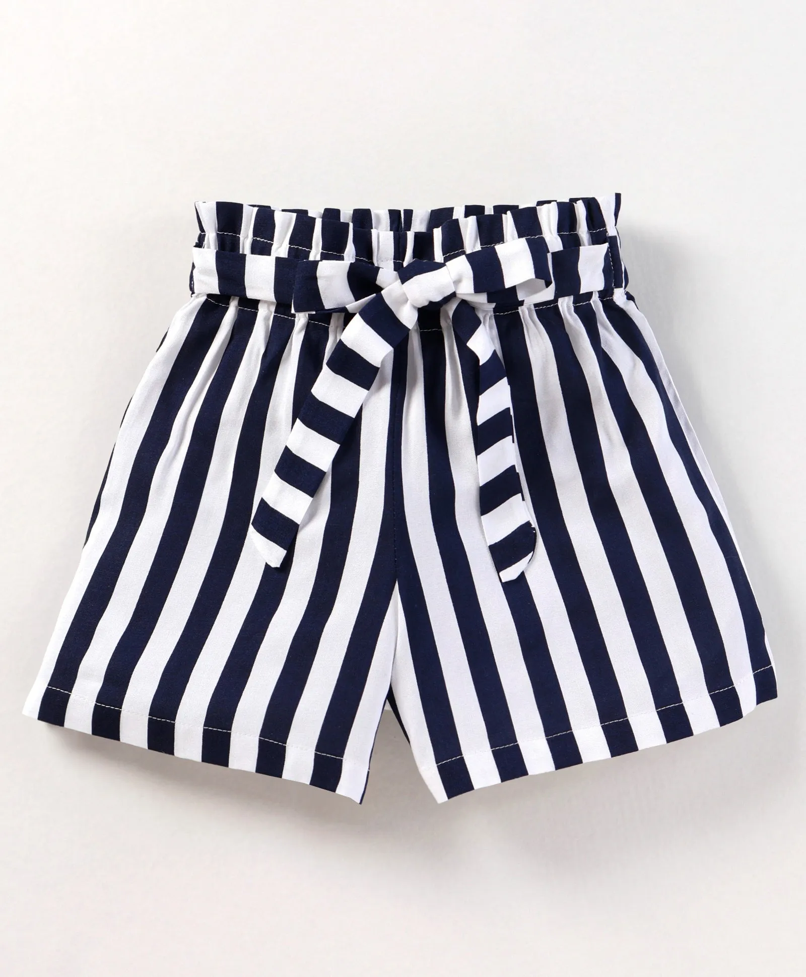 Striped Off Shoulder Top Belted Short Co ord Set