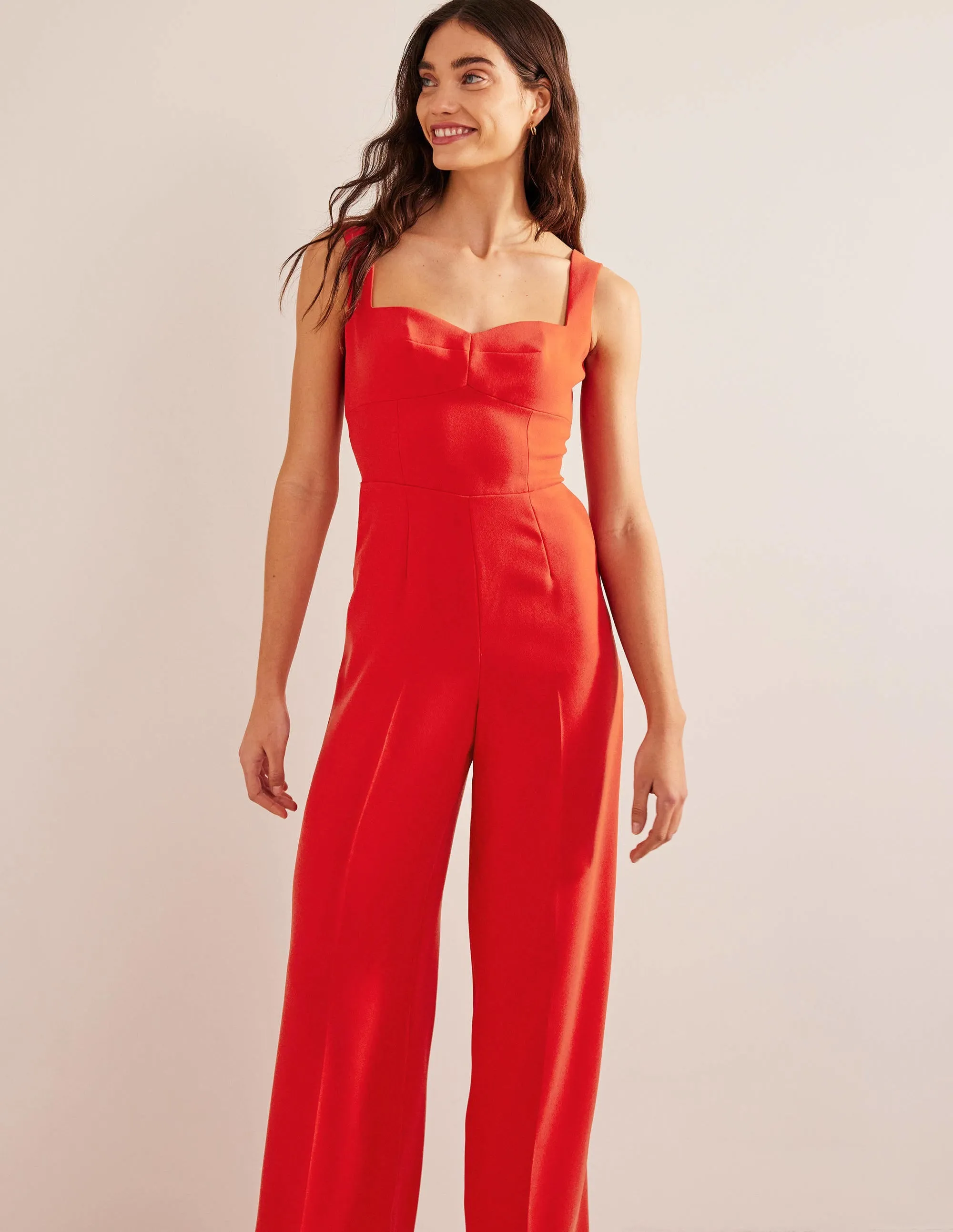 Sweetheart Wideleg Jumpsuit-Vermillion