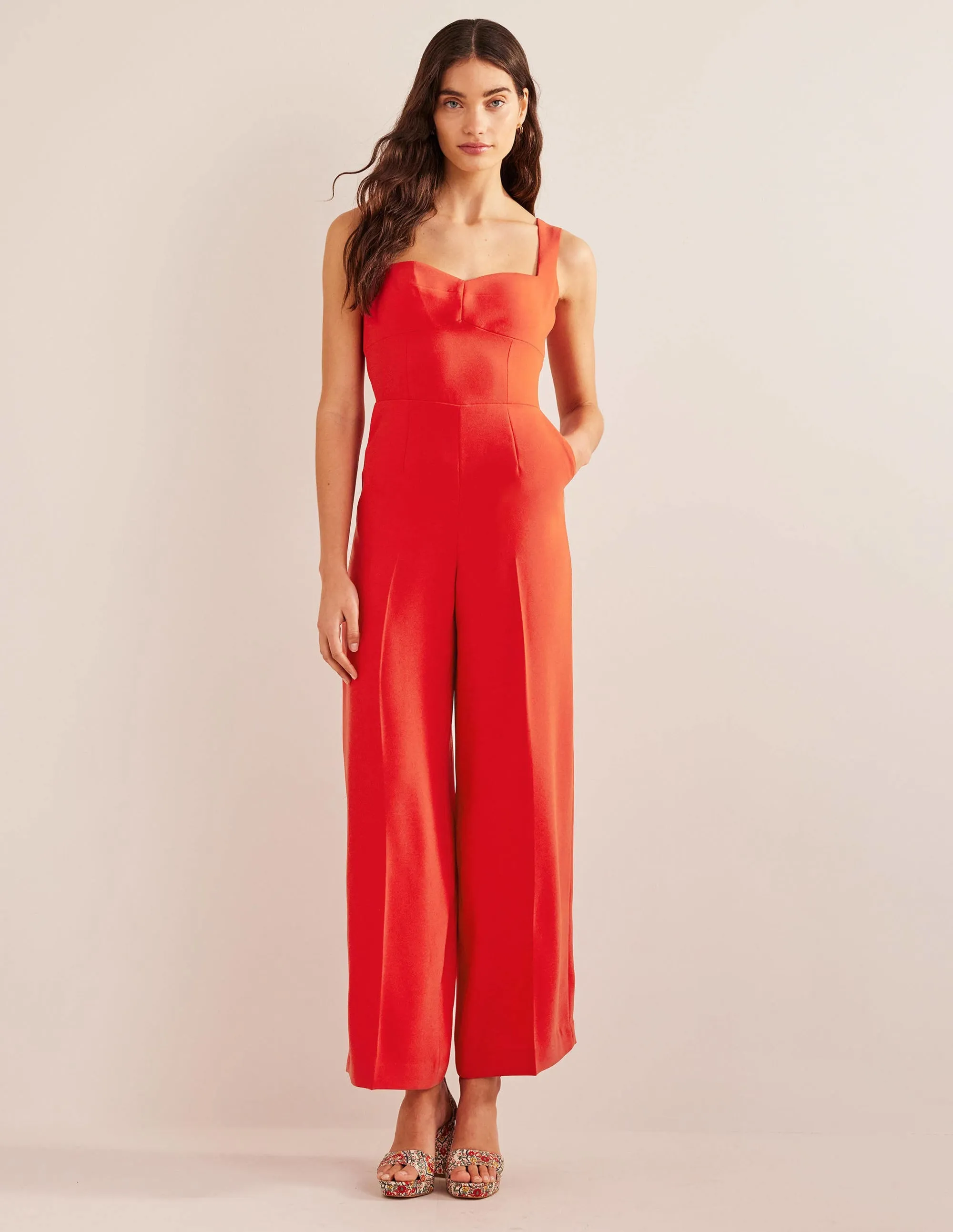 Sweetheart Wideleg Jumpsuit-Vermillion