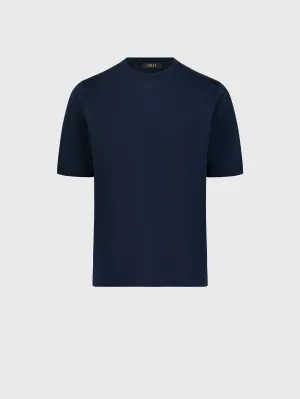 T-Shirt with Four Stripes Embroidery Dark Navy