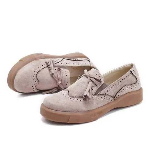 Tassel Slip On Flat Women Casual Brogue Shoes