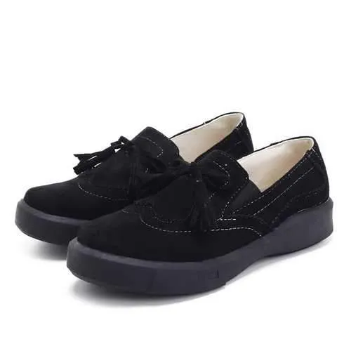 Tassel Slip On Flat Women Casual Brogue Shoes