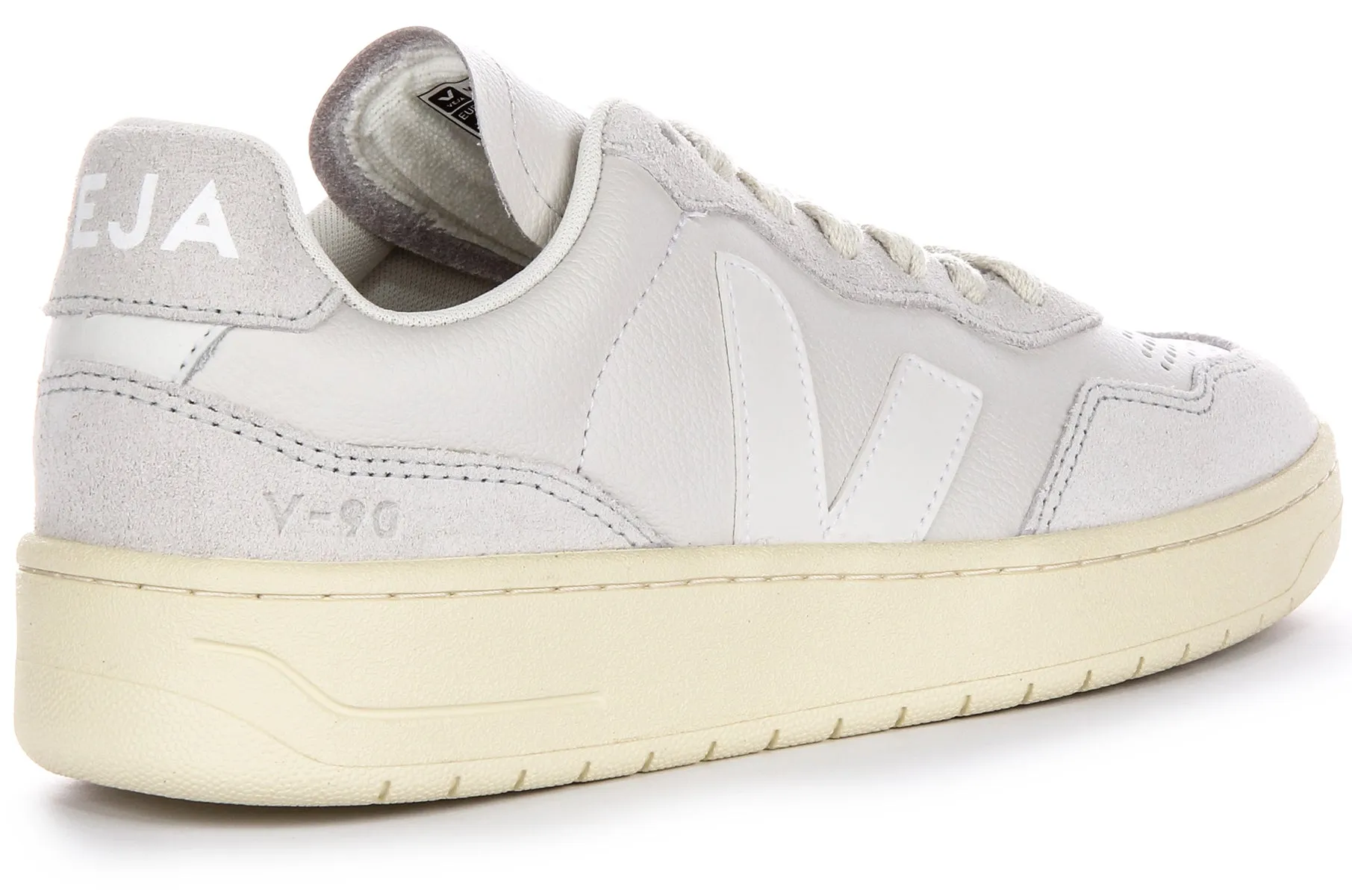 Veja V 90 Leather Trainers In Light Grey For Men