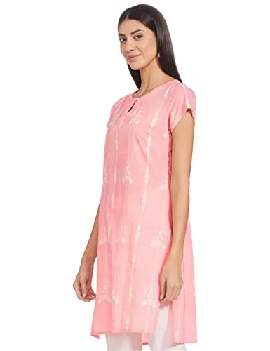 W for Woman Women's Cotton Regular Kurta (20AUW14663-116408_Light Pink_3XL)