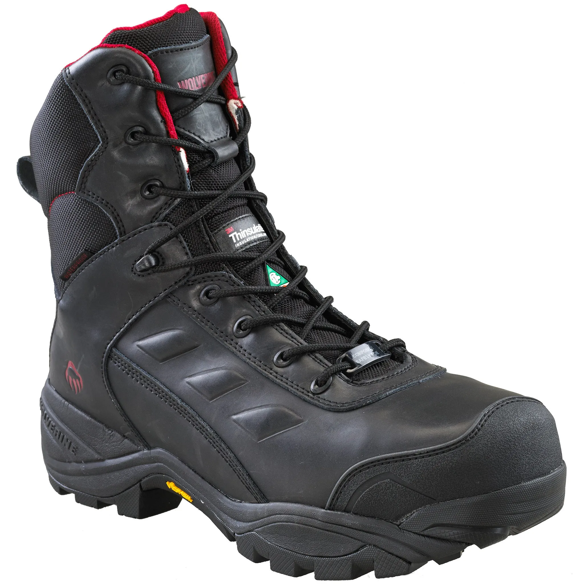 Wolverine Growler 8" Men's Composite Toe Work Boots - Black