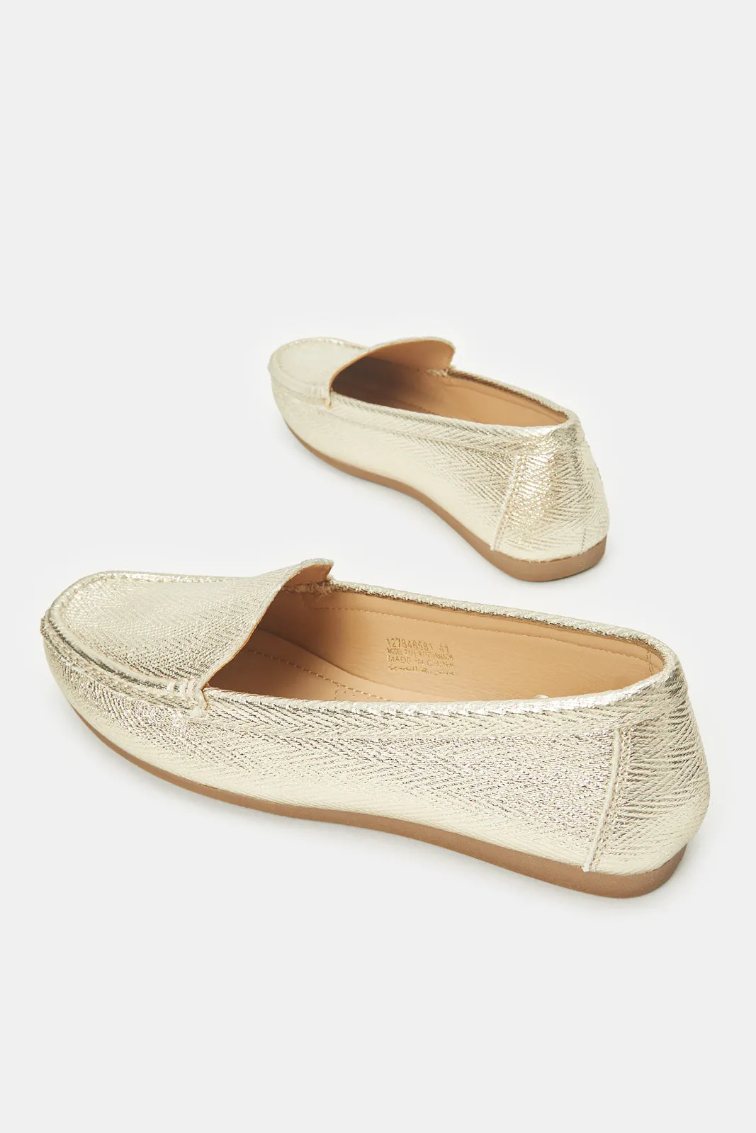 Women Gold Textured Moccasin