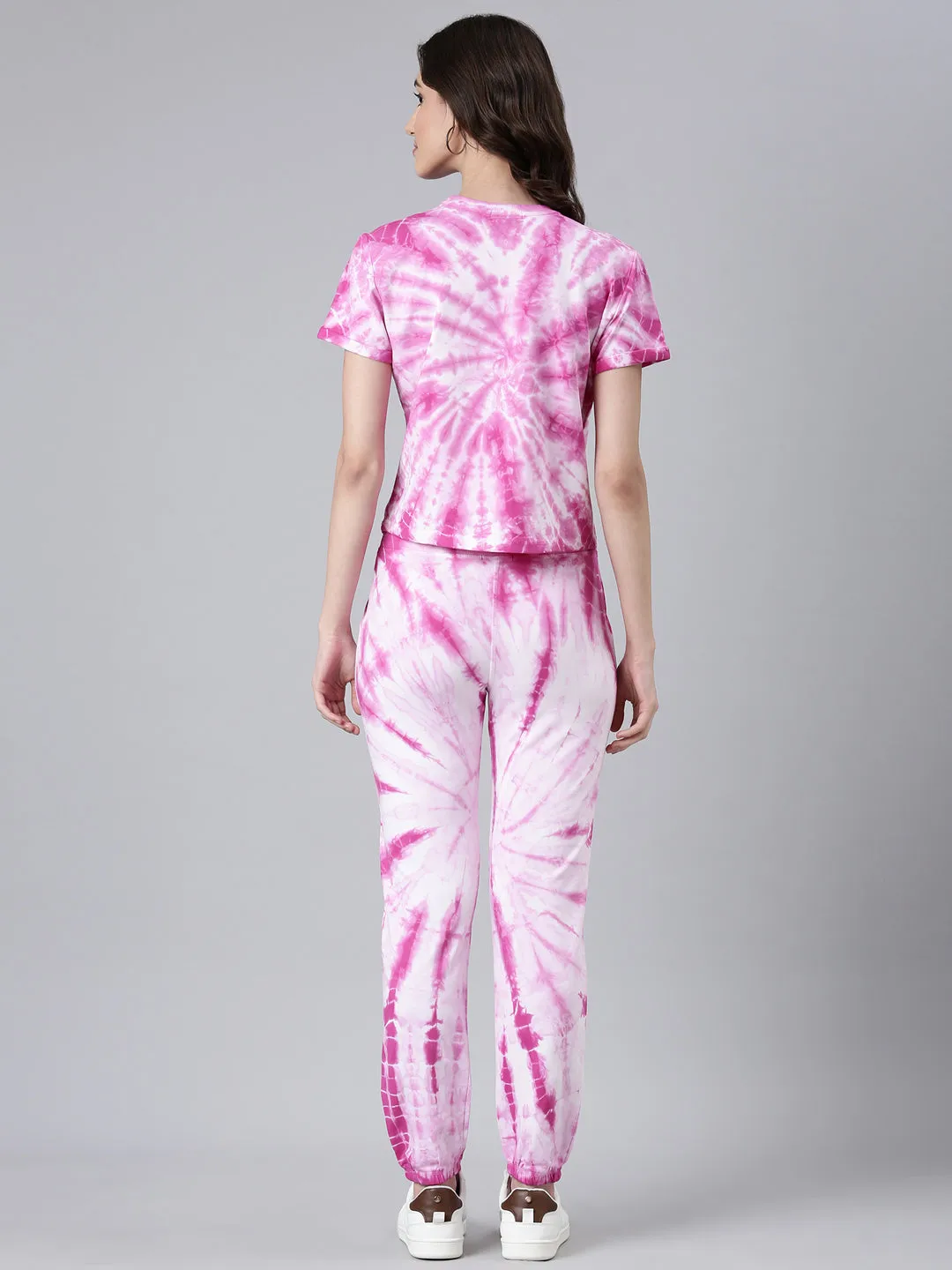 Women Pink Tie Dye Tracksuit