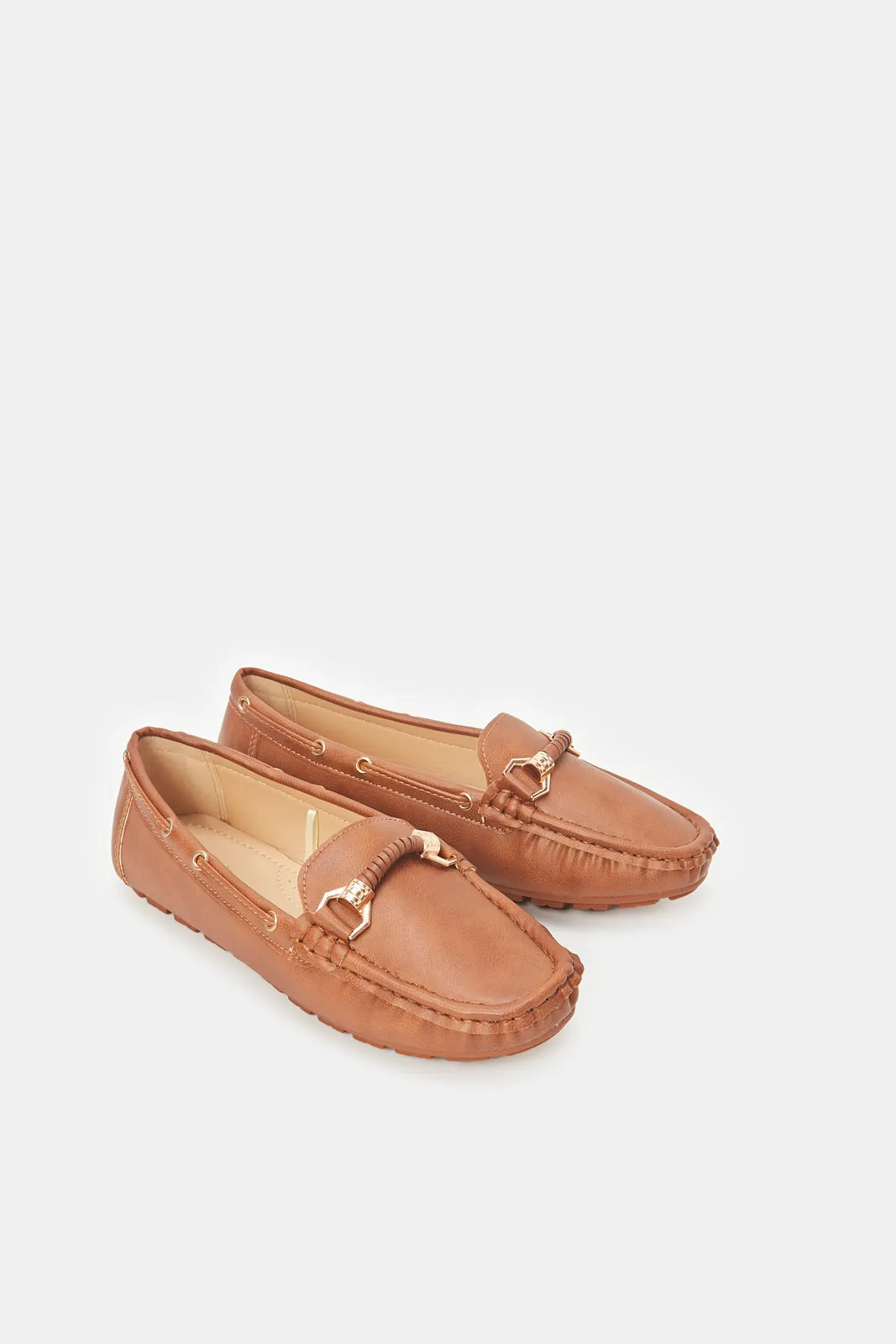 Women Tan Embellished Moccasin