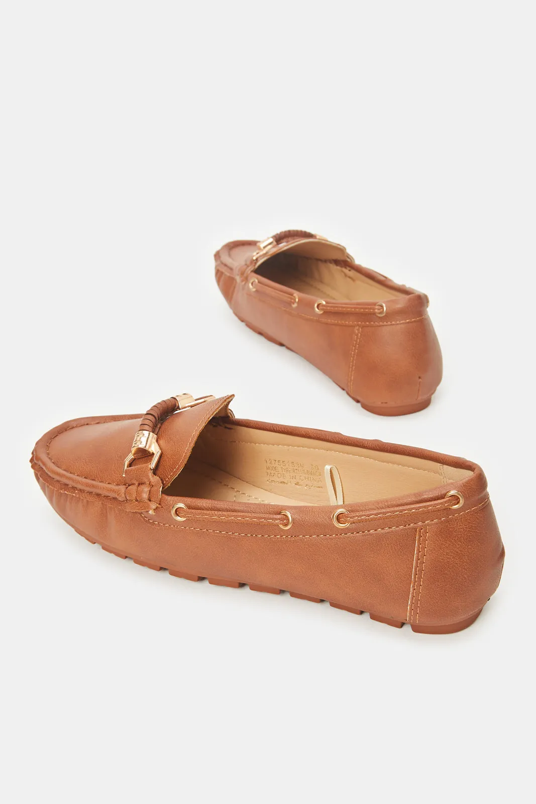 Women Tan Embellished Moccasin