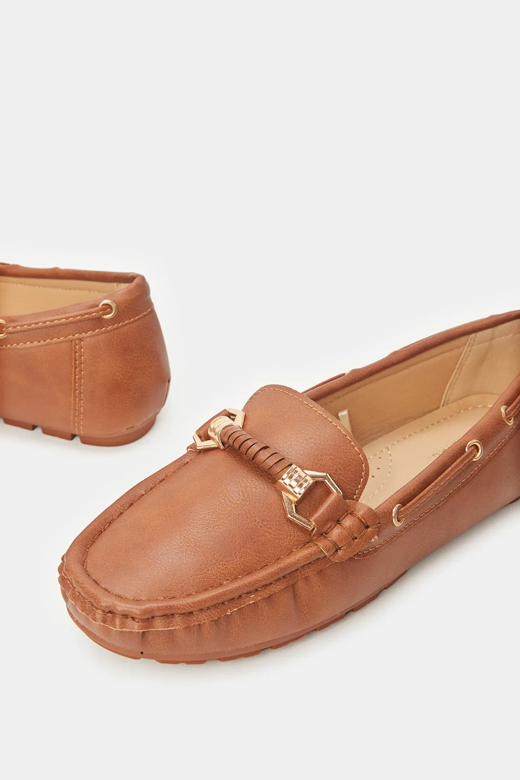 Women Tan Embellished Moccasin